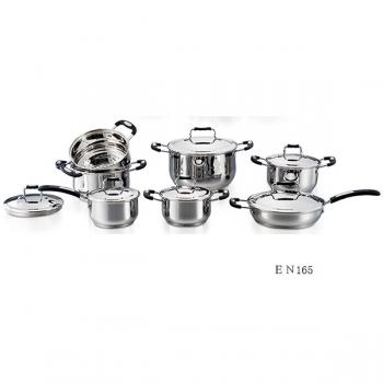 Cookware set with silicon handle and S/S Lid EN167  EN168  EN165  EN383